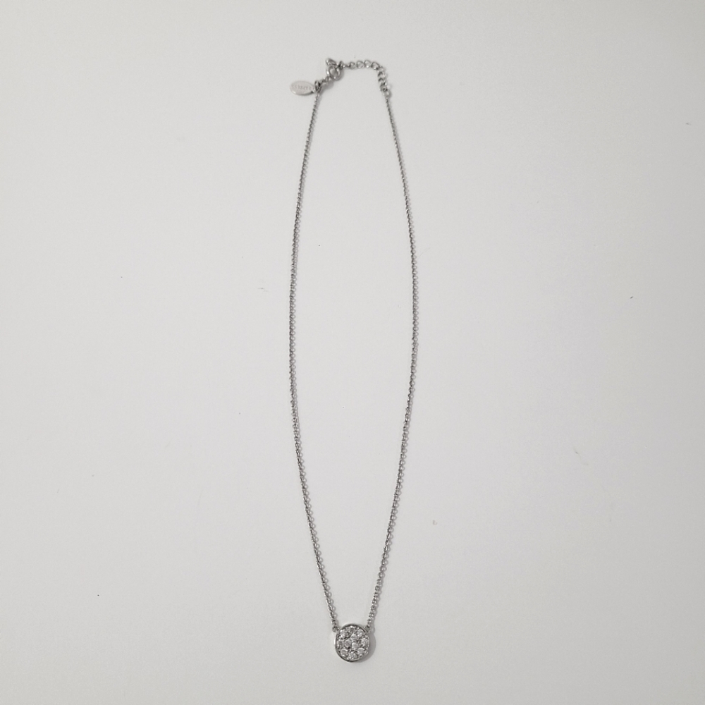 Express Rhinestone Pave Circle Silver Necklace - image 2